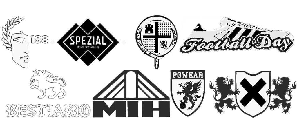 Templos y creadores de las gradas y de cultura casual en blanco y negro: 198, Spezial, Rivendel, Bestiario, MIH, PG Wear, Sisebuto y Football Day Clothing.