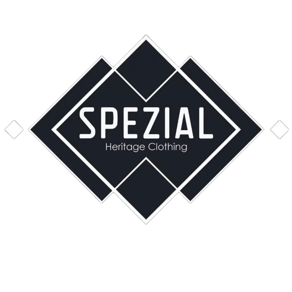 spezial Logotipo de Spezial Madrid Heritage Clothing con diseño geométrico de rombos negros sobre fondo blanco